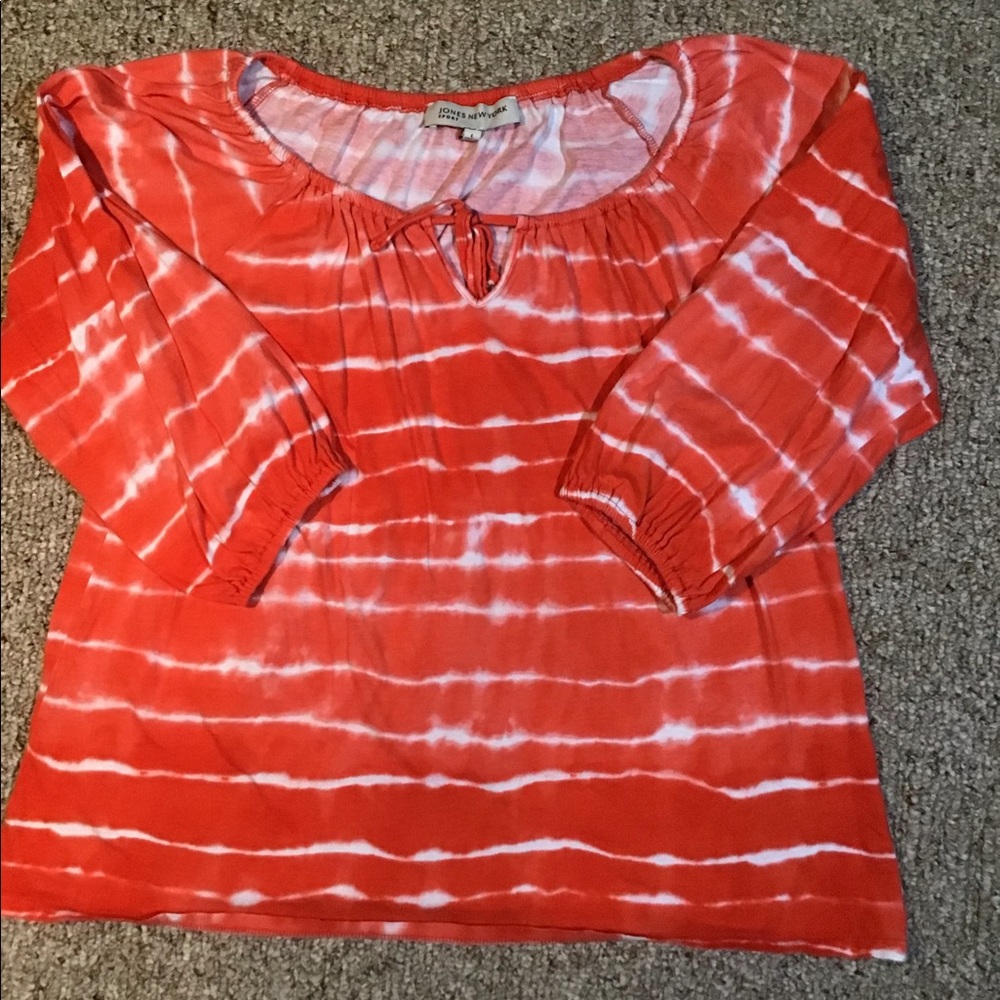 Women’s size large Jones New York sport orange / white 3/4 length sleeve top